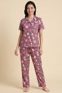 Zivame Buttersoft Fruity Collection Knit Poly Pyjama Set - Mesa Rose — thumbnail 2